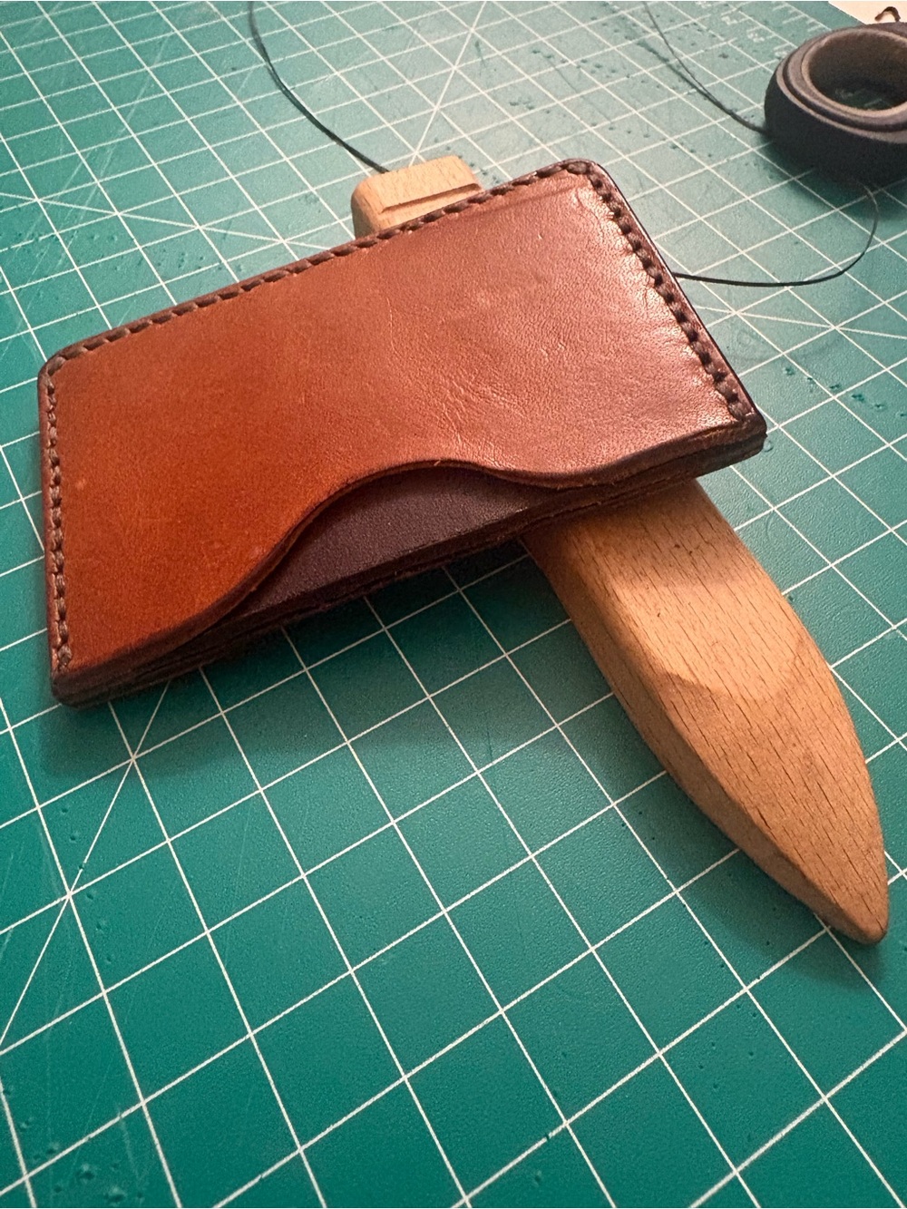 Handmade Brown Leather Card & Key Holder